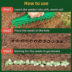 MTOEZKAE Planting Tools Sow Dibbler with 12 Holes, Seed Spacing Tool for Garden, Plant Seed Soil Digger for Fast Seeding, Waterproof, Durable PP Material(2 Pack,Green)