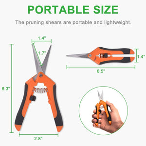 GROWNEER 3 Packs 6.5 Inch Pruning Shears Gardening Hand Pruning Snips Gardening Scissors with Straight Stainless Steel Precision Blades