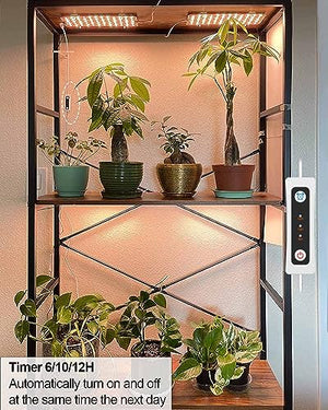 DOMMIA Grow Lights for Indoor Plants, 20W Full Spectrum Grow Light with Auto ON & Off Timer, 132 LEDs Sunlike Light for Hydroponics, Succulents & More, Easy to Assemble（2Pcs）