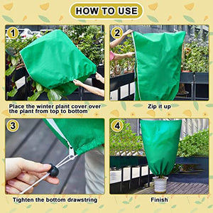 Shappy 8 Pcs Plant Covers Freeze Protection Frost Blankets for Outdoor Plants with Drawstring and Zipper Large Protectors Cover from Sun Cold Wind Pest Protector Bag (Green, 31.5 x 47.2 In)