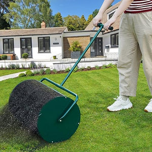 HIDALIFE Compost Spreader, 24'' Peat Moss Spreader Roller,Drop Fertilizer Grass Seed Spreader with Upgrade T Handle,Lightweight Metal Mesh Spreader Lawn & Garden Tool