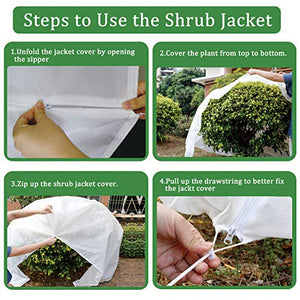 REMIAWY Plant Covers Freeze Protection Frost Blanket for Plants Tree Blanket Cover Shrub Covers Jacket with Zipper Drawstring, Frost Cover for Animal Protection (85”X75” Shrub Jacket 2 oz/sq yd)