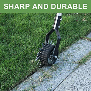 BARAYSTUS Wheel Rotary Edger, Rotary Shear, Sidewalk Manual Lawn Edger, Strong 3 Sections Stainless Steel Handle with Cushion Grip, 58.3-Inch