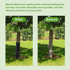 Ecmln 4 PCS Tree Trunk Protector,2 Size Plastic Spiral Tree Guard,Tree Wrap Tree Bark Protector Tube for Saplings Plants Seedlings Deer Rabbit Cats Rodents (Black)