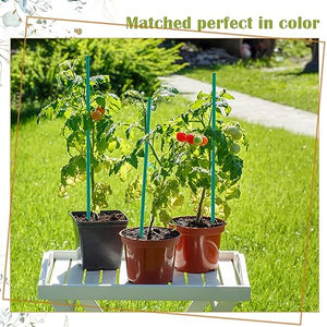 SupKing Garden Plant Stakes,Sturdy Green Wood Bamboo Sticks 17" for Beans,Tomatoes,Vegetable and Potted Plants,Wooden Sign Posting Garden Sticks（30Pcs）