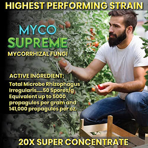 Mycorrhizal Fungi Root Enhancer for Plants - Bigger, Stronger, Healthier Roots, Use in Soil and Mycorrhizae Hydroponic - Super 20X Concentrated - Trifecta Myco Supreme (57 Grams / 2 OZ)
