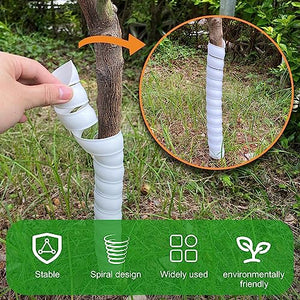 FCENDS Tree Trunk Protector,4 Pcs Plastic Spiral Tree Guard, Plastic Tree Bark Wraps to Protect Bark from Animals and Lawn Mowers (White-4PCS)