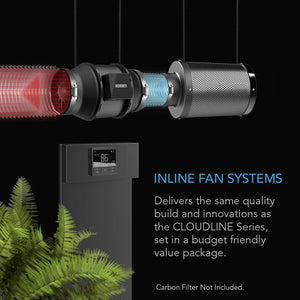 AC Infinity CLOUDLINE LITE B4, Quiet 4” Inline Duct Fan with Temperature Controller - Ventilation Exhaust Fan for Heating Cooling Booster, Grow Tents, Hydroponics
