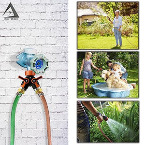 Hose Splitter 2 Way, Heavy Duty Metal Connector, Two Way Garden Hose Splitter, High Flow Spigot Faucet Bib Adapter, Solid Double Y Shut Off Valve for Outdoor Gardening Hoses, Orange