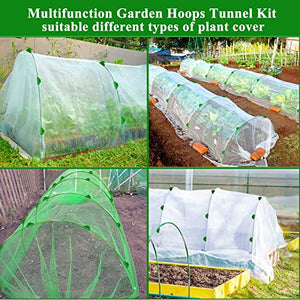 Greenhouse Hoops Grow Tunnel 6 Sets of 8FT Long Garden Hoops, Rust-Free Fiberglass Garden Hoops Frame for Garden Netting Raised Bed Plant Shade Cloth Row Cover, DIY Plant Support Garden Stakes, 36pcs