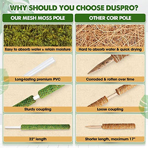 DUSPRO 2Pack 38'' Green Stackable Mesh Moss Pole for Plants Climbing Vine Supporting Monstera Trellis, for Indoor Plants Extendable Plant Pole Moss Sticks, for Plants Monstera Potted Plant Stakes