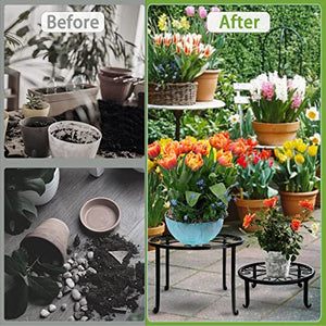 Metal Plant Stand 5 Pack Plant Stands for Indoor Outdoor Plants Multiple Heavy Duty Flower Pot Stand Holder Rustproof Iron Round Plant Shelf for Planter Outdoor Plant Stand for Patio & Garden Decor (Black)