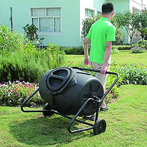 DACUN Heavy-Duty Composting Tumblers w/Manual Weeders, Outdoor Composting Bins w/Wheels, 45-Gallon/170L Garden Waste Bin, Yard Trash Can Food Trash Fertilizer Barrel