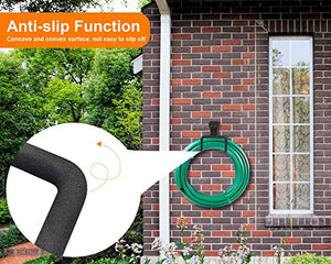 PeoMev Metal Garden Hose Holder - Heavy Duty Hose Hanger Wall Mounted Water Hose Holder for Outside Yard, Durable Hose Reel Hose Hooks for Water Hose, Extension Cords (1pc Black)
