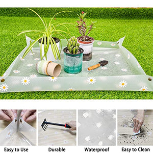 Azureblue Repotting Mat for Indoor Plants Waterproof Clear Potting Mat Foldable Plant Potting Repotting Tray Portable Gardening Tray to Control Mess for Indoor House Plants Succulents 31.5 x 23.6