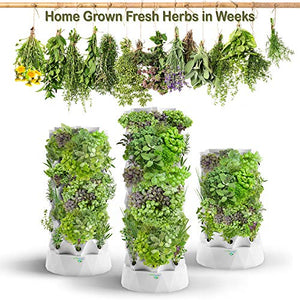Nutraponics Hydroponics Tower - Hydroponics Growing System for Indoor Herbs, Fruits and Vegetables - Aeroponic Tower with Hydrating Pump, Timer, Adapter, Seeding Bed & Net Pots (64 Pots)