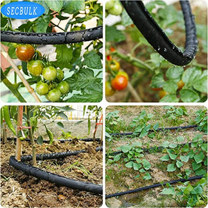 Secbulk Flat Soaker Hose for Garden Beds 10 25 50 75 ft, 75" Linkable Drip Irrigation Hose Save 80% Water, Leakproof Watering Hose with Holes
