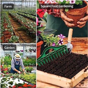 MTOEZKAE Planting Tools Sow Dibbler with 12 Holes, Seed Spacing Tool for Garden, Plant Seed Soil Digger for Fast Seeding, Waterproof, Durable PP Material(2 Pack,Green)