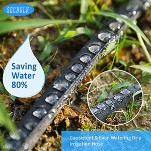 Secbulk Flat Soaker Hose for Garden Beds 10 25 50 75 ft, 75" Linkable Drip Irrigation Hose Save 80% Water, Leakproof Watering Hose with Holes