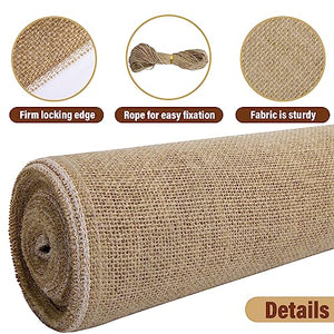 15.7in x 19.7ft Natural Burlap Tree Wrap Rolls- Burlap Fabric Tree Trunk Protector- Burlap Plants Wrap Bandage with Ropes- Frost & Freeze Protection Cloth for Outdoor Trees, Shrubs, Plants in Winter