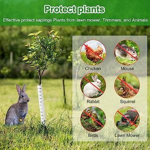 FCENDS Tree Trunk Protector,4 Pcs Plastic Spiral Tree Guard, Plastic Tree Bark Wraps to Protect Bark from Animals and Lawn Mowers (White-4PCS)