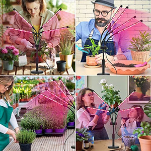 Grow Lights for Indoor Plants, Four Head LED Grow Light with Full Spectrum & Red White Spectrum for Indoor Plant Growing Lamp, Adjustable Gooseneck, Suitable for Plants Growth