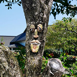 FmnyYaid Tree Faces Decor Outdoor 4Pcs with 20 Screws, Tree Face Outdoor Statues Old Man Tree Hugger Bark Ghost Yard Art Garden Decoration, Tree Decorations Outdoor for Halloween Easter