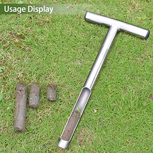 Soil Probe 12 Inch with 2 Bags, Soil Sample Probe for Lawn House Plants, T-Handle Soil Sampler Probe Rod Tool Set, Stainless Steel Soil Test Kits Tool for Soil Sampling