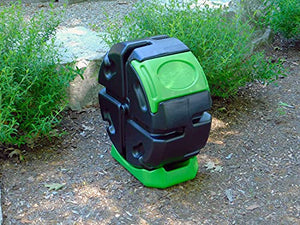 FCMP Outdoor Half Size Rolling 19-Gallon Single Chamber Batch Tumbling Composter - Outdoor Rotating Garden Compost Bin, Black & Green