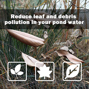 POYEE Pond Netting for Leaves - 15x20 Ft, Pool Leaf Cover Net with Small Fine Mesh - Protecting Koi Fish from Birds, Cats - Stakes Included.