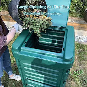 DACUN Garden Compost Bin, Outdoor Trash Can, Yard Waste Bins, Easy Assembling, 88Gallon (336L) Large Capacity, Compost Bucket,Green (Color : Green)