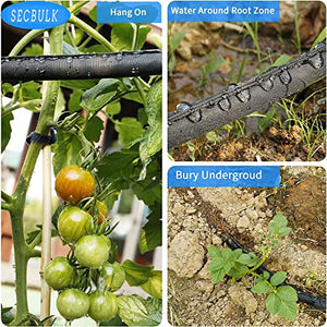 Secbulk Flat Soaker Hose for Garden Beds 10 25 50 75 ft, 75" Linkable Drip Irrigation Hose Save 80% Water, Leakproof Watering Hose with Holes
