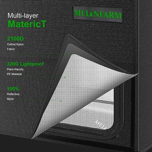 MELONFARM 24"x16"x20'' Grow Tent, High Reflective 2100D Diamond Mylar Canvas with Double Transparent Viewing Door and Floor Tray for Hydroponic Indoor Plant Growing