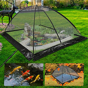 Happybuy Pond Cover Dome, 10x14 FT Garden Pond Net, 1/2 inch Mesh Dome Pond Net Covers with Zipper and Wind Rope, Black Nylon Pond Netting for Pond Pool and Garden to Keep Out Leaves