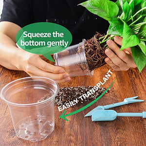 36 Packs 5/4/3.5 Inch Reinforced Clear Nursery Pots with Drainage Hole, Transparent Variety Pack Plastic Plant Pot Seedling Planter Seed Starter Flower 20pcs Labels