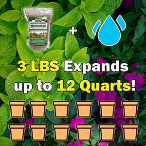 WONDER SOIL Organic Potting Soil | Ready to Plant Coco Coir Fully Loaded with Nutrients | 3 LBS Bag Expands to 12 Quarts of Indoor Outdoor Soil for Gardens & Plants | Incl Worm Castings, Perlite