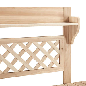 Topeakmart Garden Potting Bench Table w/Sliding Tabletop, Outdoor Workstation w/Detachable Sink, Wooden Work Bench w/Wide Open Storage Shelves & Mesh Board, Natural Wood