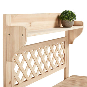 Topeakmart Garden Potting Bench Table w/Sliding Tabletop, Outdoor Workstation w/Detachable Sink, Wooden Work Bench w/Wide Open Storage Shelves & Mesh Board, Natural Wood